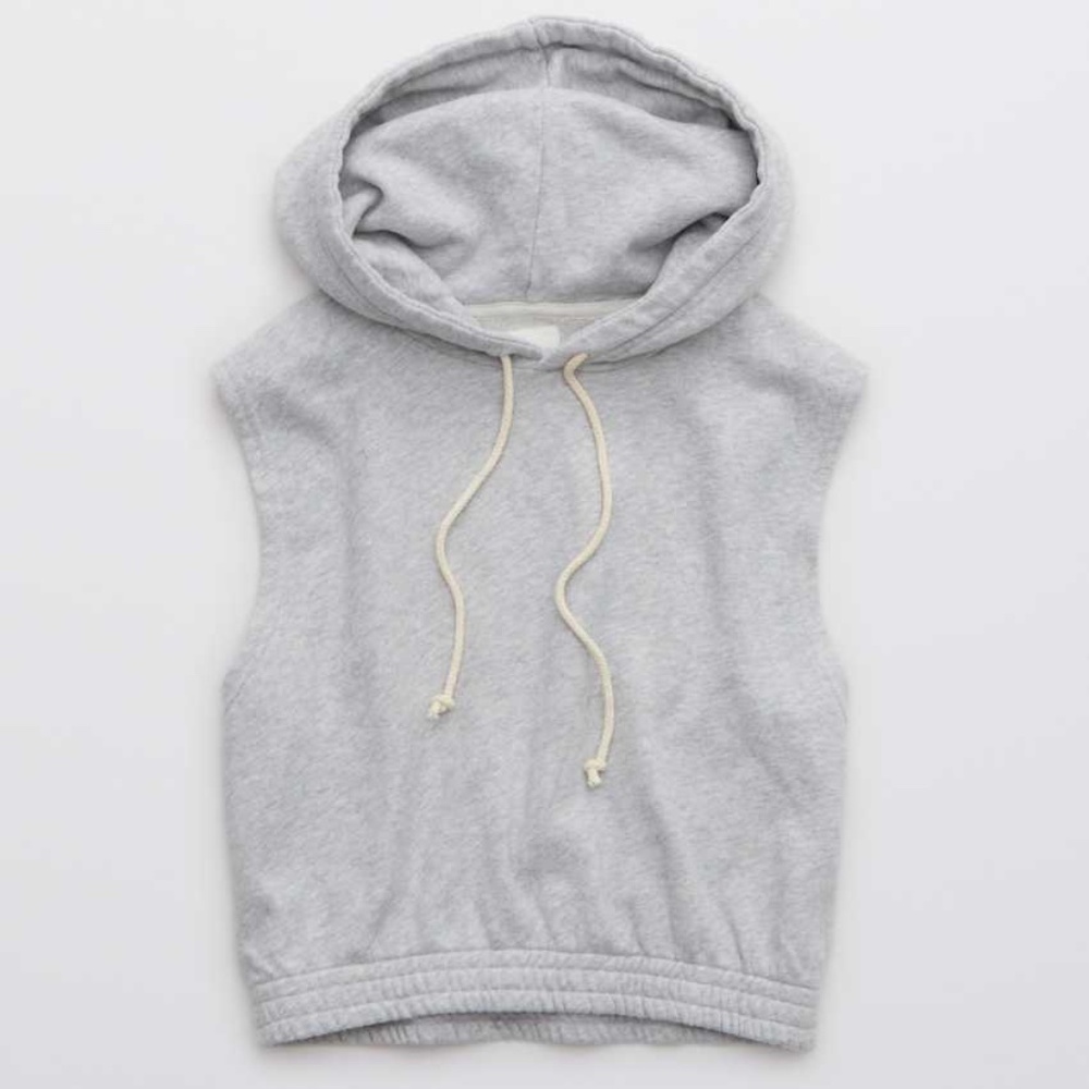 Aerie Gray Sleeveless Hoodie Tank Top